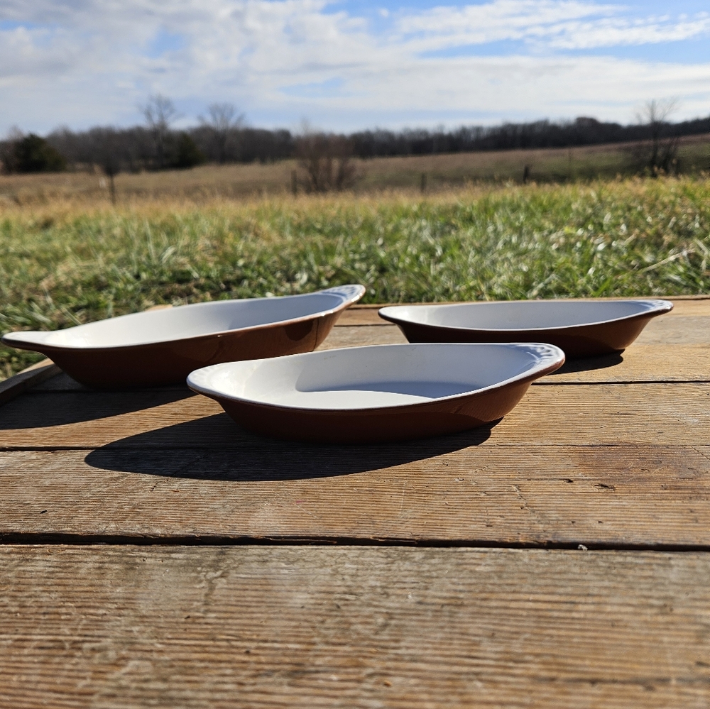 Set of 3 Vintage Brown Chefsware 74 & 76 Au Gratin Dishes  - Made in America